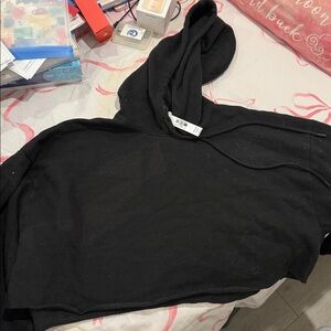 Black Cropped PINK Hoodie